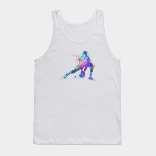 Boy Baseball Catcher Watercolor Silhouette Tank Top